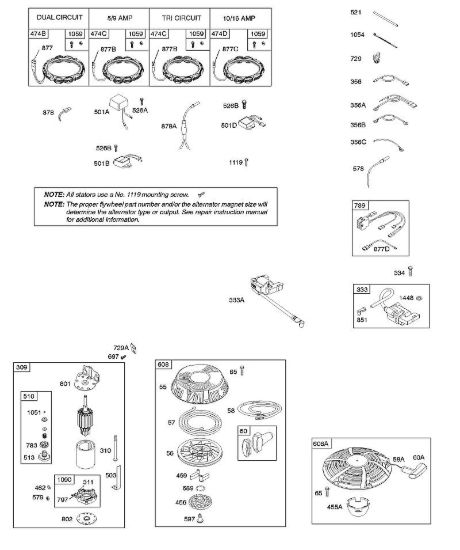 B - Alternatore, dispositivo di avviamento elettrico, accensione, dispositivo di avviamento a riavvolgimento B&S - 21 €¦ 217902-0119-E1 brand Stihl